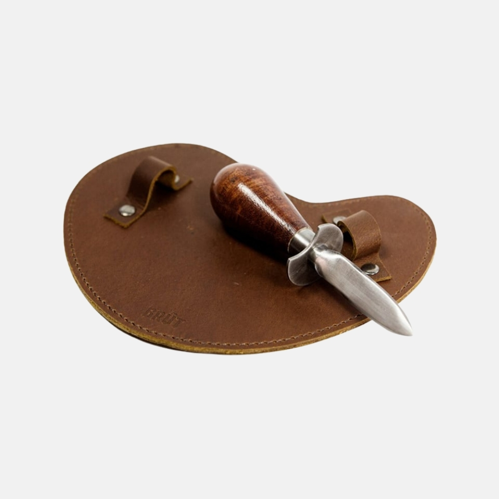 Ostronkniv med läderhandske