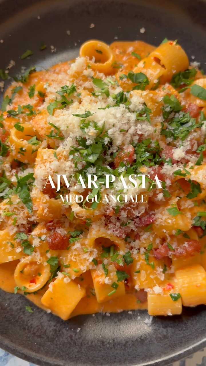 Ajvar-pasta med Guanciale