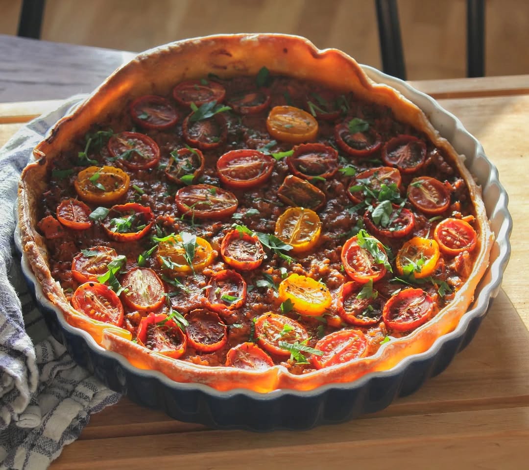 Köttfärspaj på smördeg