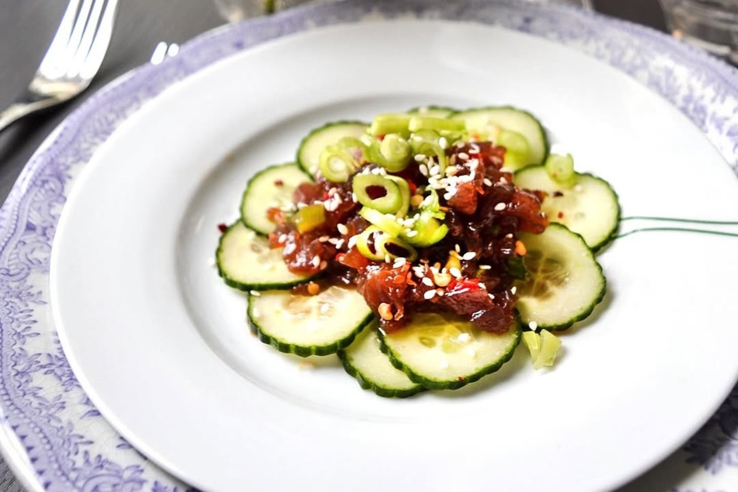 Chili- och sojamarinerad tonfisktartar Chili- och sojamarinerad tonfisktartar