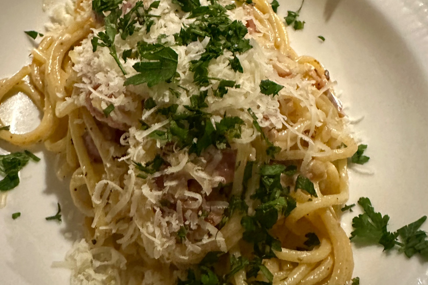 Baconpasta med dijon & parmesan ( svensk carbonara)